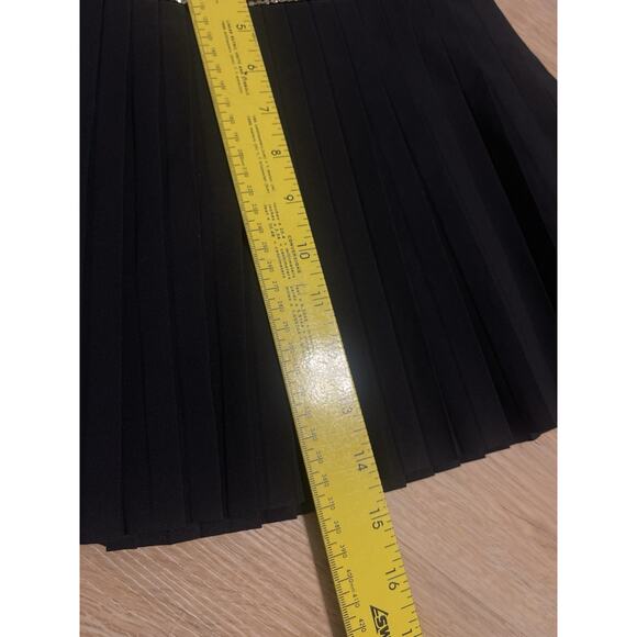 FAIR LIAR Women Black Pleated Golf Mini Skirt Skort Size XS Rhinestone - Picture 5 of 7